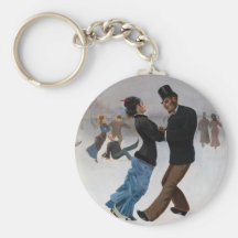 Vintage Romantic Ice Skaters Keychain