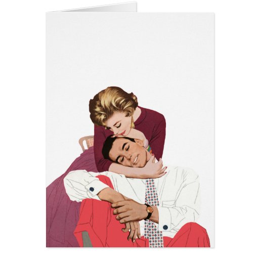 Vintage Romantic Love, Pink Retro Romance Greeting Cards