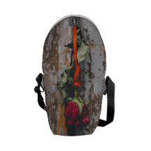 Vintage Rose On An Old Textured Wall Messenger Bag