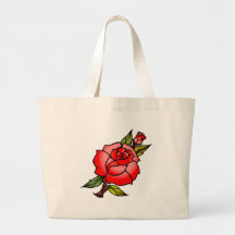 vintage rose tattoo tote bags