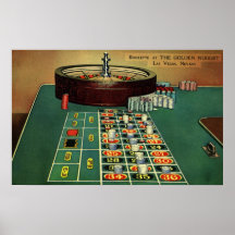 Vintage Roulette Table Casino Gambling Chips Poster