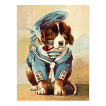 Vintage Sailor Dog Postcard