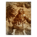 Vintage Santa Christmas  in Sepia Toile Style Postcard