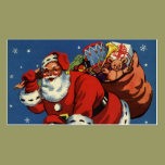 Vintage Santa Claus Delivering Toys, Christmas Eve business cards