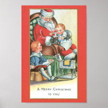 Vintage Santa Claus with Baby on his lap Posters
