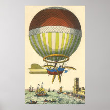 Vintage Science Fiction Steampunk Hot Air Balloon Poster