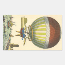 Vintage Science Fiction Steampunk Hot Air Balloon Rectangle Sticker