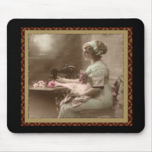 Vintage Sewing Lady Mouse Pad