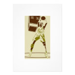 vintage silhouette basketball player design personalised invitations