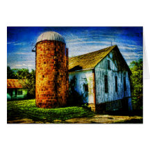 Vintage Silo -Blank Card - Barn