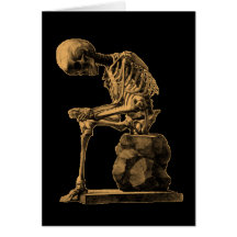 Vintage Skeleton Thinker Card