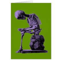 Vintage Skeleton Thinker Greeting Cards