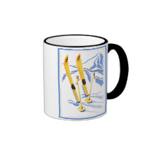 Vintage Ski Art Coffee Mugs