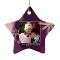 Vintage Snowflake "Merry Christmas" Photo Ornament ornaments