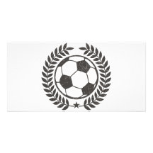 Vintage Soccer Olive Leaf and Star Custom Photo Card