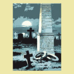 Vintage Spooky Cemetery Night Moon Halloween Party invitations