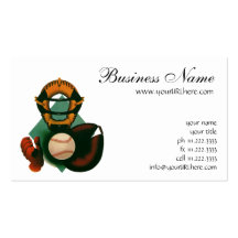 Vintage Sports; Baseball Player, Catcher Business Card Template