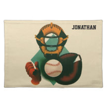 Vintage Sports; Baseball Player, Catcher Placemats