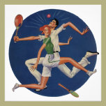 Vintage Sports, Tennis Players Crash with Rackets invitations