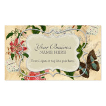 Vintage Stargazer Lily Rose Butterfly n Hydrangea Business Cards
