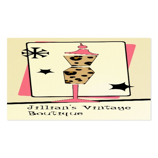 Vintage Store / Boutique - Leopard Pink Dress Form Business Cards