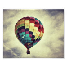 Vintage style hot air balloon print photo print