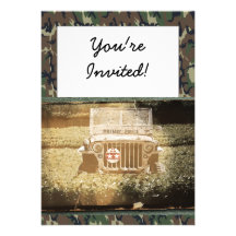Vintage Style Military Jeep Invitation