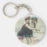 Vintage Sun Bathers Beach Keychain