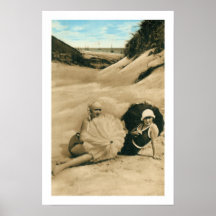 Vintage sun bathing beauties print