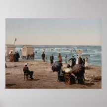 Vintage sun bathing people on the beach print