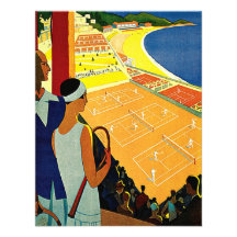 Vintage Tennis, Sports, Travel Poster, Monte Carlo Personalized Announcements