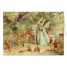 Vintage Thumbelina and Prince Wedding in Forest Cards