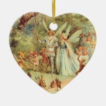 Vintage Thumbelina and Prince Wedding in Forest Christmas Tree Ornaments