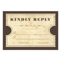 Vintage Ticket RSVP Personalised Invitations