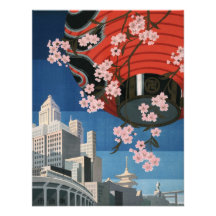Vintage Tokyo travel Personalized Invitations
