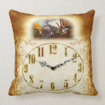 Vintage Train Grandfather Clock Throw Pillows pillows