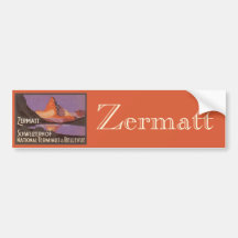 Vintage Travel, Matterhorn Mountain in Switzerland Bumper Stickers