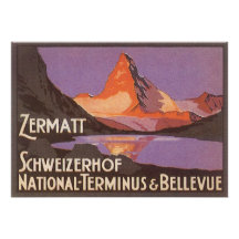 Vintage Travel, Matterhorn Mountain in Switzerland Personalized Announcement