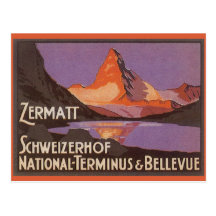 Vintage Travel, Matterhorn Mountain in Switzerland Postcards