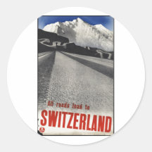 Vintage Travel Poster Ad Retro Prints Round Stickers