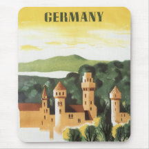Vintage Travel Poster, Bavaria Castle, Germany Mouse Pads