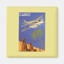 Vintage Travel Poster Cairo Egypt Africa Aeroplane Refrigerator Magnet
