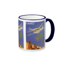 Vintage Travel Poster Cairo Egypt Africa Aeroplane Coffee Mugs