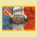 Vintage Travel Poster, Hotel Paix, Madrid, Spain postcards