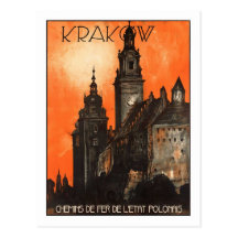 Vintage Travel Poster,Krakow Postcard