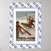 Vintage travel poster, Winter sports