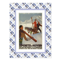 Vintage travel poster, Winter sports Post Card