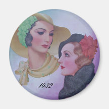 Vintage Two Women 1932 Magnet