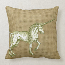 Vintage Unicorn Illustration Accent Pillow