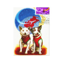 VINTAGE USSR DOG ASTRONAUTS GALLERY WRAPPED CANVAS